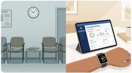 split-screen illustration perfectly visualizes the core theme of your blog post: the transition from the old, impersonal medical model to a new, modern, and personalized approach