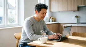 Man completing a free online sildenafil consultation form without a GP appointment